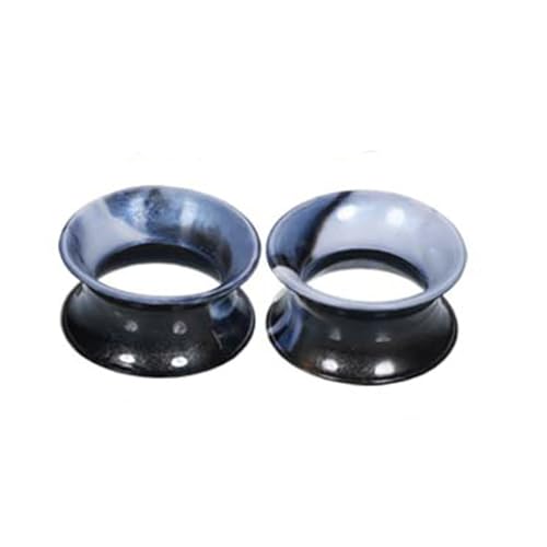 2Pcs Tunnel 16mm Frauen Silikon, Tunnel Plug Schwarz-Weiss Schwarz-Weißer Reifen Ohrloch Stecher Set von Skcess