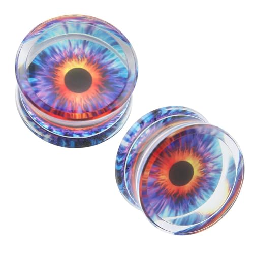 2Pcs Tunnel 16mm Plug Acryl, Tunnel Frauen Lila Lila Augenmuster Flesh Tunnel Set von Skcess