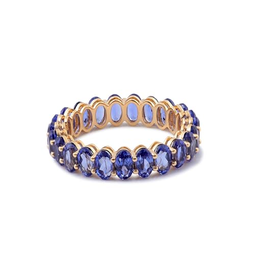 9 Karat Roségold Promise Ring Blau Das Labor Hat Einen Roten Saphir Geschaffen Oval, Verlobungsring Ewigkeit Ringe Frauen Größe 58 (18.5) von Skcess