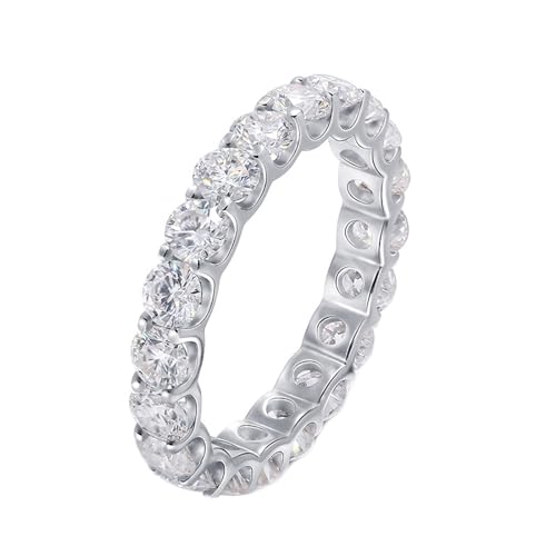 Skcess 14 Karat Weißgold Eternity Ring Weiß Erstellter Diamant Runden, Eheringe Eternity-Band Ring Damen Größe 63 (20.1) von Skcess