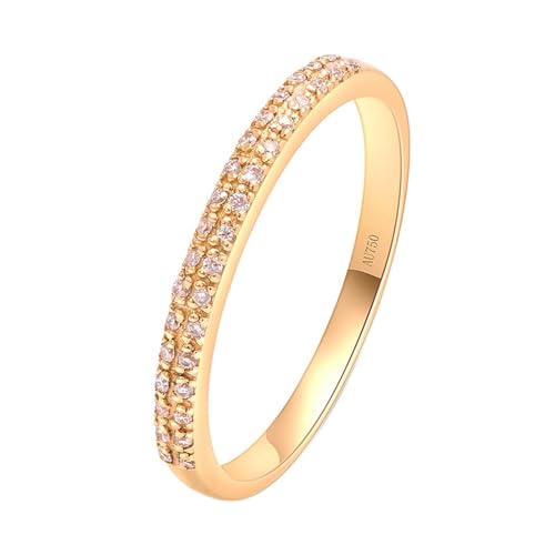 Skcess 18 Karat Gelbgold Engagement Ring Weiß Erstellter Diamant Runden, Ehering Ewigkeitsring Ring Damen Größe 66 (21.0) von Skcess