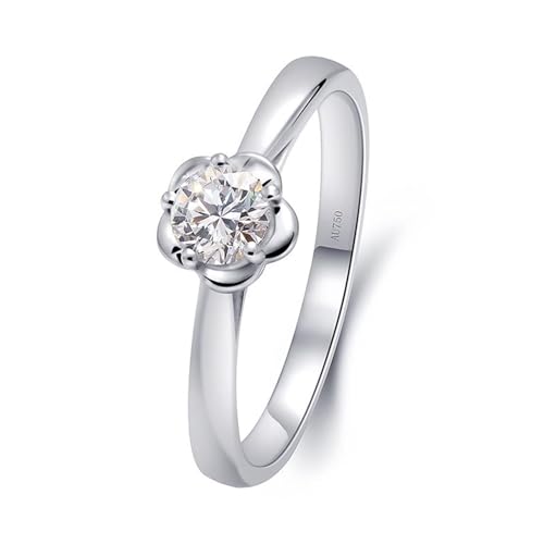 Skcess 18 Karat Weißgold Eheringe Weiß Erstellter Diamant Runden, Ringe Damen Blume mit 5 Krallen, 0,3 Karat Diamant Ring Damen Größe 66 (21.0) von Skcess