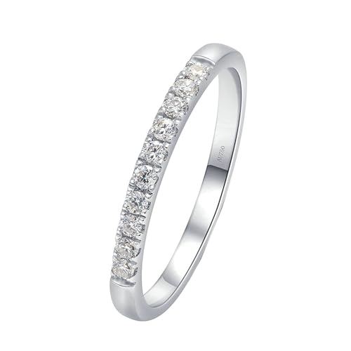 Skcess 18 Karat Weißgold Partnerringe Weiß Erstellter Diamant Runden, Ring Damen 0,15 ct Erstellter Diamant Ringe Frauen Größe 52 (16.6) von Skcess