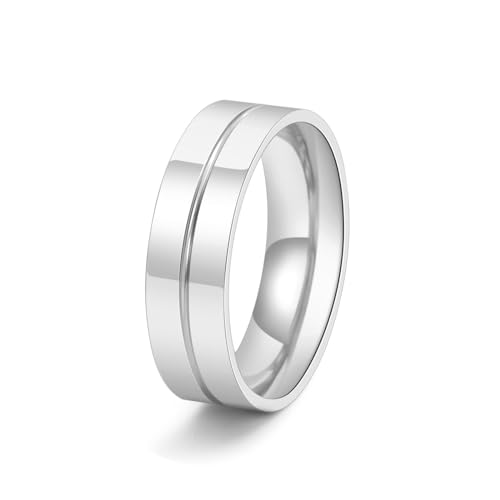 Skcess Edelstahl Herren Ring, Herren Ringe Silbermänner Rille Ringe für Herren Männer Größe 62 (19.7) von Skcess