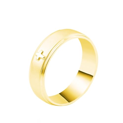 Skcess Goldring Damen 585 Echtgold 14K Eheringe, Damen Ring Kreuzen Ringe Frauen Größe 63 (20.1) von Skcess