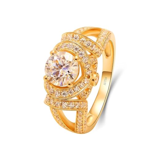 Skcess Goldring Damen 585 Echtgold 14K Verlobungsring Weiß Erstellter Diamant Runden, Ehering mit 1-Karat-Diamanten Aushöhlen Ringe Frauen Größe 60 (19.1) von Skcess