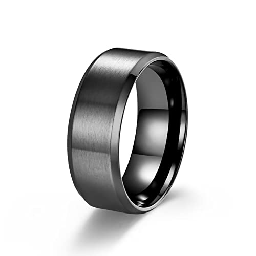 Skcess Ring Damen Schwarz, Ringe Damen Edelstahl 8Mm Matt Ring Damen Geschenke für Frauen Größe 54 (17.2) von Skcess