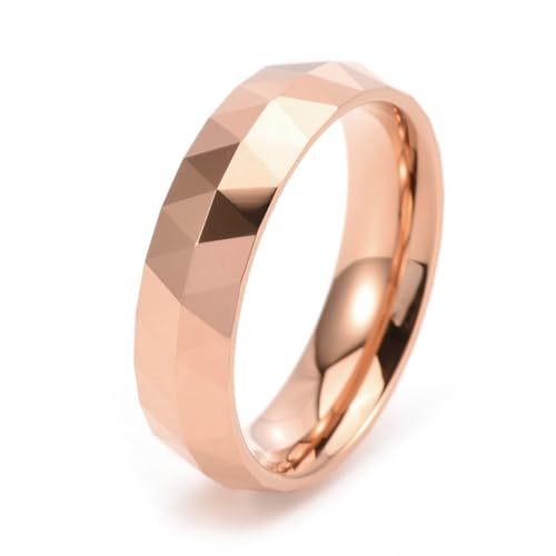 Skcess Ringe, Wolfram Ring Herren Roségold Diamant-Plaid Ringe für Herren Männer Größe 54 (17.2) von Skcess