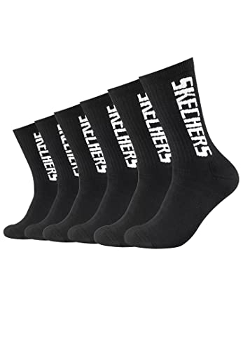 Skechers 6 Paar Unisex Sportsocken Tennissocken cushioned line Socken SK41042, Farbe:Black, Socken & Strümpfe:35-38 von Skechers