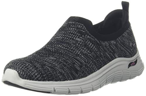 Skechers Damen 104371 BKPK Sneaker, Black Knit/Pink Trim, 40 EU von Skechers