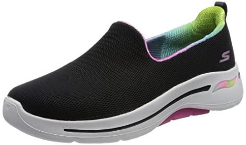 Skechers Damen 124867 BKHP Sneaker, Schwarzer Textilbesatz in Hot Pink, 39 EU von Skechers