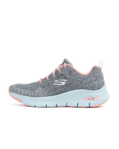 Skechers Damen Arch Fit Comfy Wave sneakers, Gray Knit Pink Trim, 37 EU von Skechers