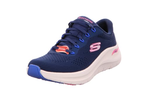 Skechers Damen Arch Fit 2.0 Big League, Marineblaues Netzgewebe, Hot Pink mit blauem Rand, 41 EU von Skechers