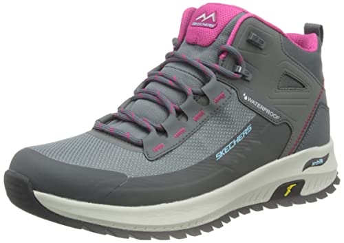 Skechers Damen Arch Fit Discover Stiefel, Dunkelgraues Leder, Hot Melt Mesh Pink Trim, 35 EU von Skechers