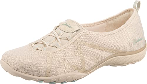 Skechers Damen Breathe-Easy A-Look Sneaker, Natural Soft Knit Mesh/Aqua Trim, 38.5 EU von Skechers