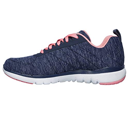 Skechers Damen Flex Appeal 3.0 INSIDERS Sneaker, Navy Mesh/Coral Trim, 38 EU von Skechers