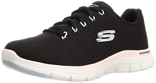 Skechers Flex Appeal 4.0 Coated Fidelity Damen-Sneaker, schwarzes Mesh/rosa Besatz, 39,5 EU von Skechers