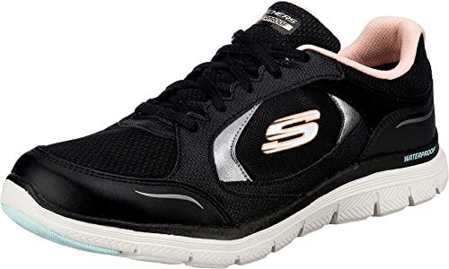 Skechers Damen Flex Appeal 4.0 True Clarity Sneaker, Black Leather Pu Mesh Lt Pink Trim, 36 EU von Skechers