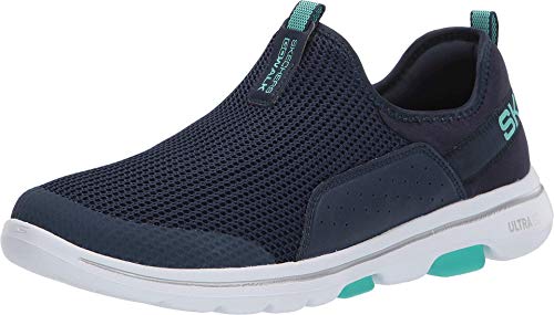 Skechers Damen GO Walk 5-124013 Sneaker, Marineblau/Türkis, 36 EU von Skechers