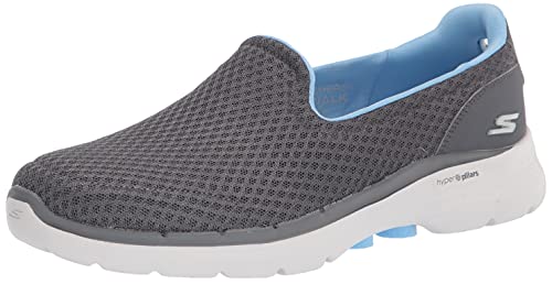 Skechers Damen Go Walk 6 Big Splash Sneaker, Grey Textile Blue Trim, 37 EU von Skechers