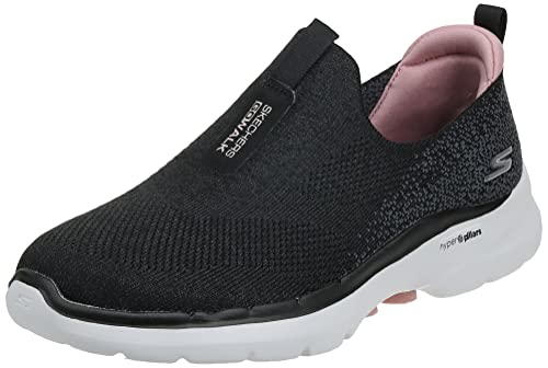 Skechers Damen Go Walk 6 Glimmering Sneaker, Black Textile Pink Trim, 43 EU von Skechers