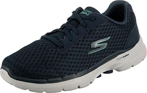 Skechers Damen Go Walk 6 Iconic Vision Sneaker, Navy Textile Turquoise Trim, 40 EU von Skechers