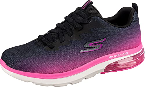 Skechers Damen GO Walk AIR 2.0 Quick Breeze Straßen-Laufschuh, Black Textile/Hot Pink Trim, 37.5 EU von Skechers