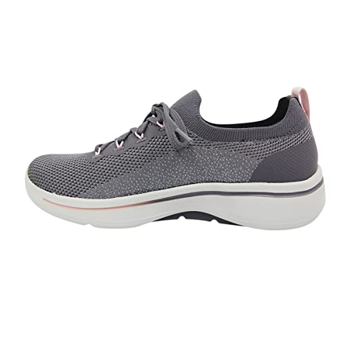 Skechers Damen Go Walk Arch Fit Clancy Sneaker, Gray Textile/Pink Trim, 39 EU von Skechers