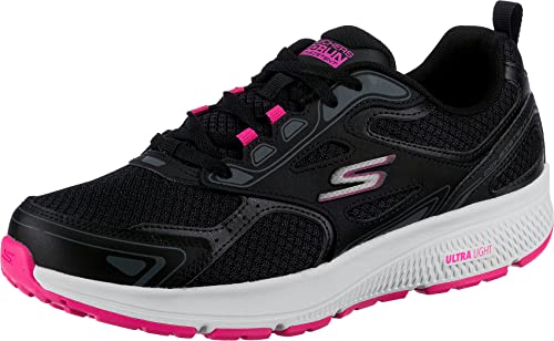 Skechers Damen Go Run Consistent Sneaker, Black Leather Pink Trim, 40 EU von Skechers