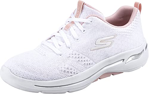 Skechers Damen Go Walk Arch Fit Unify Sneaker, White Textile Lt Pink Trim, 39 EU von Skechers