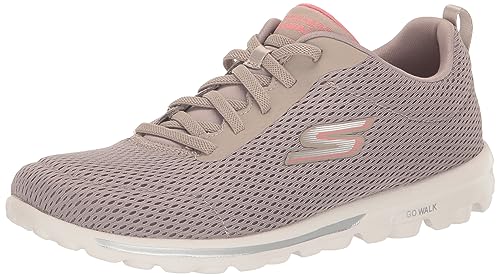 Skechers Damen Go Walk Travel-Fun Journey Sneaker, Taupe/Koralle, 40.5 EU von Skechers