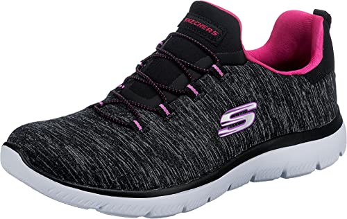 Skechers Damen Summits Quick Getaway Sneaker, Black Mesh/Pink & Purple Trim, 36 EU von Skechers