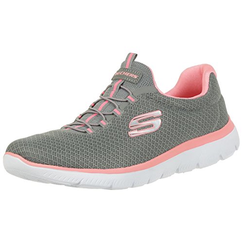 Skechers Damen 12980 Sneaker, Gray Mesh Pink Trim, 38 EU von Skechers