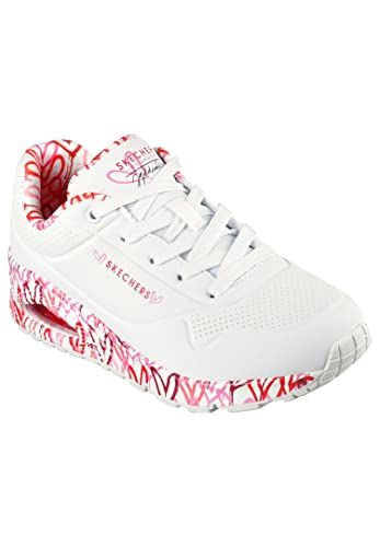 Skechers Damen UNO Loving Love Sneakers, White Durabuck/Red&Pink Mesh Trim, 37 EU von Skechers