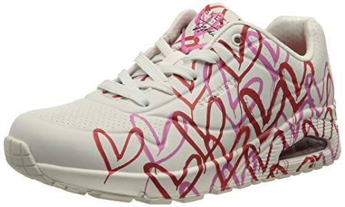 Skechers Damen UNO Spread The Love Sneakers, White W Red and Pink Heart Print Durabuck/M, 39.5 EU von Skechers