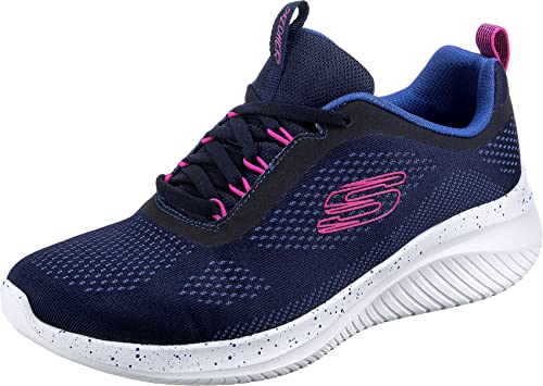 Skechers Damen Ultra Flex 3.0 New Horizons Sneaker, Navy Mesh/Pink Trim, 39 EU von Skechers