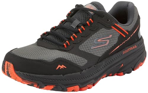 Skechers Herren Go Run Trail Höhe 2.0 Sneaker, Schwarz und Orange Leder Textil, 46 EU von Skechers