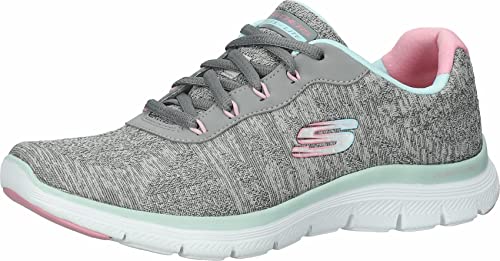 Skechers Damen Flex Appeal 4.0 Fresh Move Sneaker, Gray Mesh Mint Pink Trim, 35 EU von Skechers