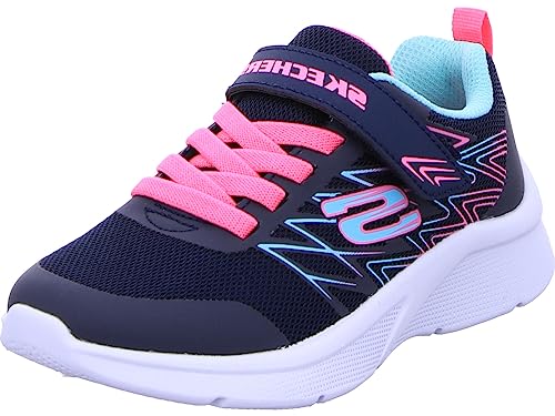 Skechers MICROSPEC Bold Delight Sneaker, Navy Mesh/Hot Pink Trim, 33 EU von Skechers