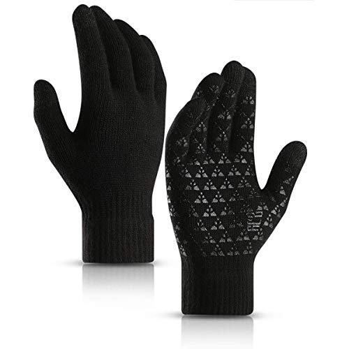 Skevic Winterhandschuhe für Damen und Herren, Touchscreen-Handschuhe, winddicht, rutschfest, für Motorrad, Radfahren, Laufen, Fitnessstudio, Thermo-Handschuhe, Schwarz 90 von Skevic