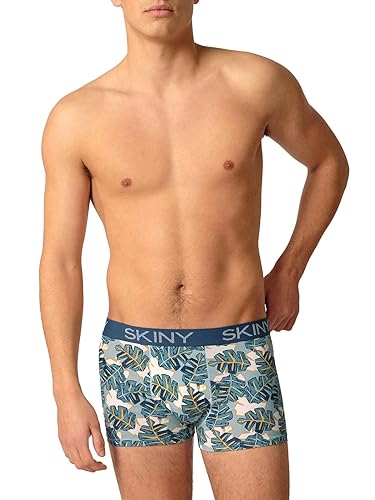 SKINY Herren Cotton Multipack 086487 Retroshorts, Aquamarine Leafs Selection, M (2er Pack) von Skiny