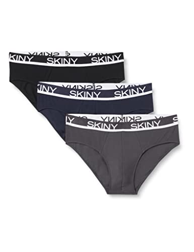 Skiny Herren Skiny Herren Brasil 3er Pack Cotton Multipack Slip, Greyblueblack Selection, M EU von Skiny