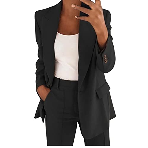 Festlicher Hosenanzug Damen Große Größen - Hosenanzüge Business Zweiteilig Einfrabig Elegant Arbeit-Anzug Revers Anzugjacke & Blazerhose Blouson Slimfit Blazer Sports Damenanzug von SkotO