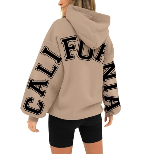 Hoodie Oversized Kapuze Damen - Kapuzenpullover Schriftzug Druck Sweatshirtjacke Hooded Sweatshirt sportlish Hoodies Casual Bequem Langarmshirt Baggy Sportjacke Harajuku Streetwear von SkotO