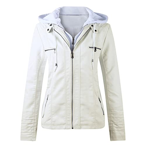 SkotO Lederjacke Damen Große Größen - Kunstlederjacke Mit Kapuze Kurz Bikejacke Lederimitat Übergangsmantel Winddicht Motorradjacke Softshell Fahrradjacke Wasserdicht Atmungsaktiv Softshelljacke SkotO Lederjacke Damen Große Größen - Kunstlederjacke Mit Kapuze Kurz Bikejacke Lederimitat Übergangsmantel Winddicht Motorradjacke Softshell Fahrradjacke Wasserdicht Atmungsaktiv Softshelljacke von SkotO