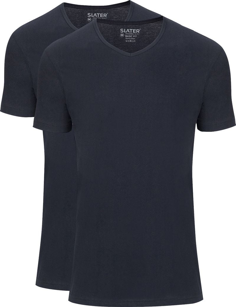 Slater 2er-pack Basic Fit T-shirt V-Ausschnitt Dunkelblau - Größe 3XL von Slater