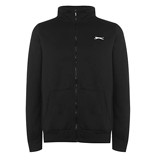 Slazenger Herren Jacke Baumwolle Langarm Freizeit Reissverschluss Trainingsjacke Schwarz Extra LGE von Slazenger