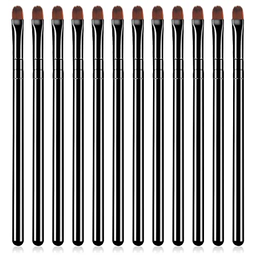 12 Stück Lippenpinsel Kleiner Make-up Pinsel Flacher Concealer Pinsel Kunstfaser Augenbrauen Pinsel Foundation Pinsel zum Mischen von Lidschatten Liner (schwarz) von Sliverdew