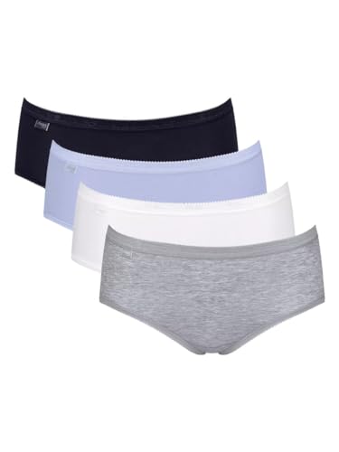 Sloggi Damen Unterwäsche (4er Pack), Schwarz / Blau / Weiß / Grau, 52 von Sloggi