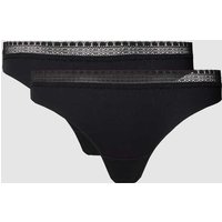 Sloggi String mit Spitzenbesatz Modell 'Go Ribbed' in Black, Größe L von Sloggi